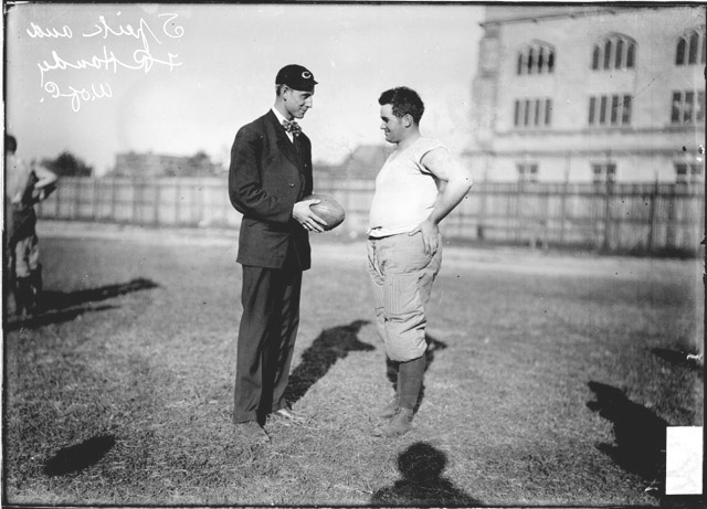 Coach Speik making a presentation for the Chicago Press 1909