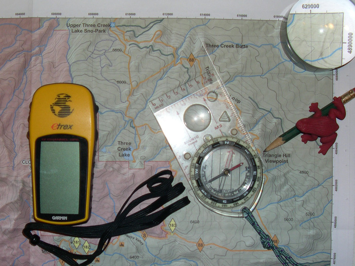 navigation with map, compass and GPS