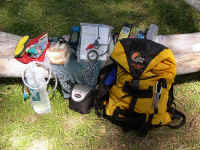 The Essentials ready for a day hike. The day pack weighs 14 oz.