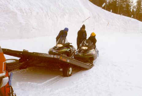 Unloading the snowmachines, too cold for everybody?