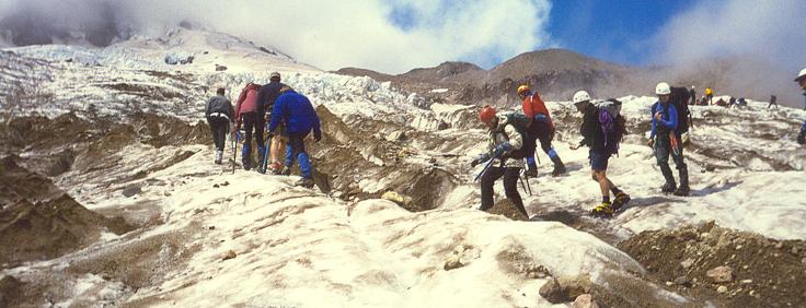 Eight Members practice with Crampons, guests climb verticle ice.
