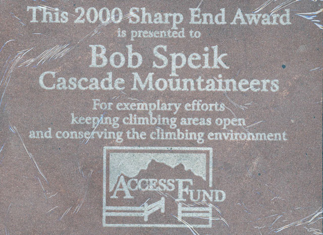 2000 Access Fund Sharp End Award to Robert Speik